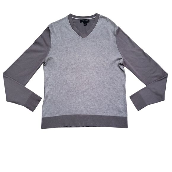 Banana Republic Sweater Mens Small Gray Two Tone Silk Blend Preppy - Picture 1 of 11